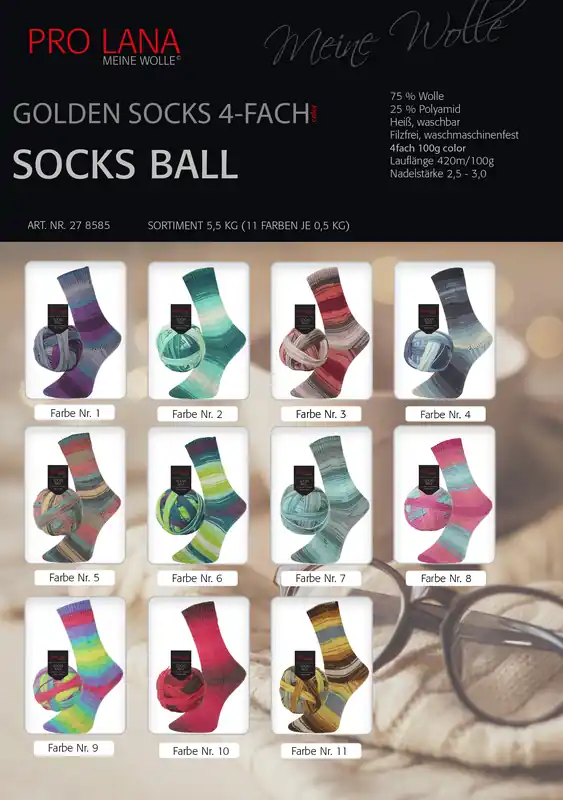 Kostenloser Rückversand Pro Lana Golden Socks 4-fach Socks Ball