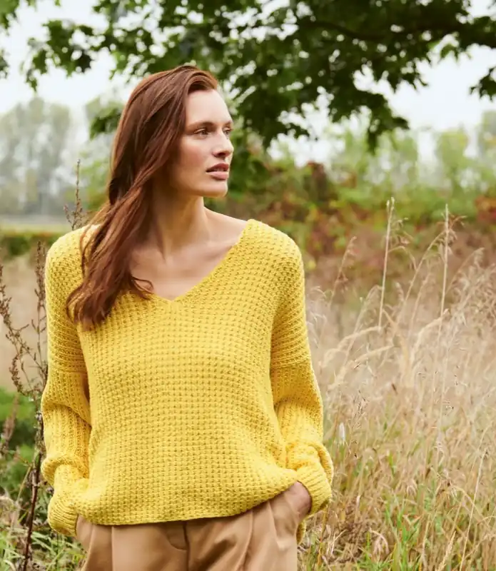 Sonderangebot V-Pulli im Rippenmuster aus Organico (GOTS)