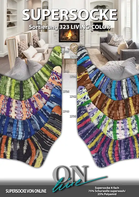 Fertigsocken aus ONline Supersocke Sort. 323 Living Color Direktkauf