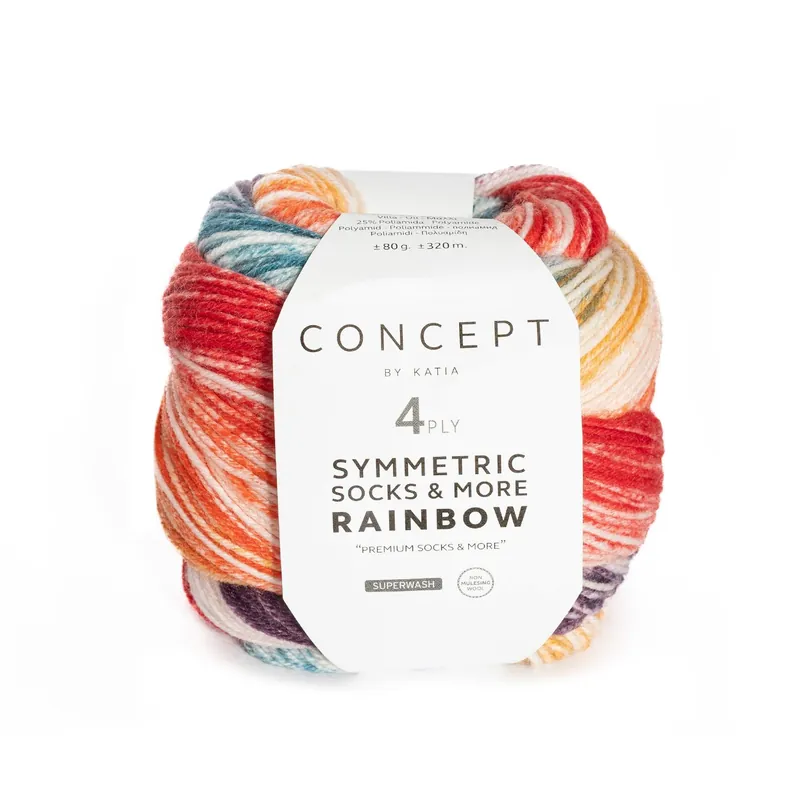 Katia Concept Symmetric Socks & More: Rainbow 4-fach Kostenloser Versand