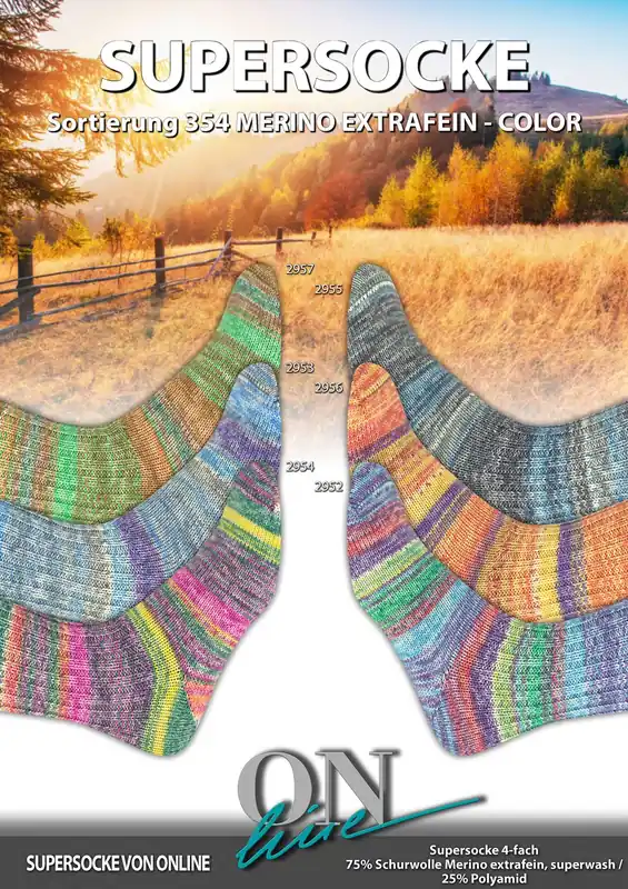 Nur Heute Fertigsocken aus ONline Supersocke Sort. 354 Merino Extrafein