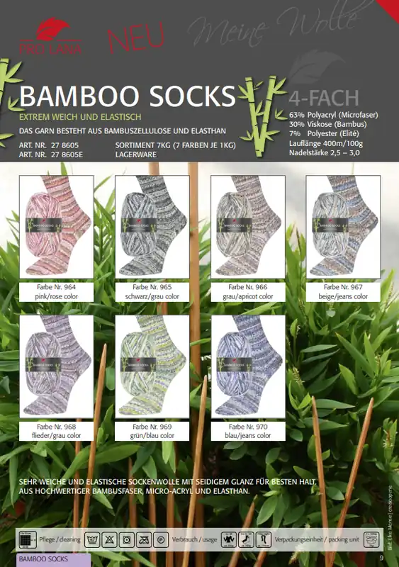 Preisreduziert Pro Lana 100g 4-fädig Bamboo Socks II