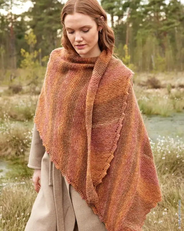 Asymmetrisches Dreieckstuch aus Ecopuno & Silkhair Print Hochwertig