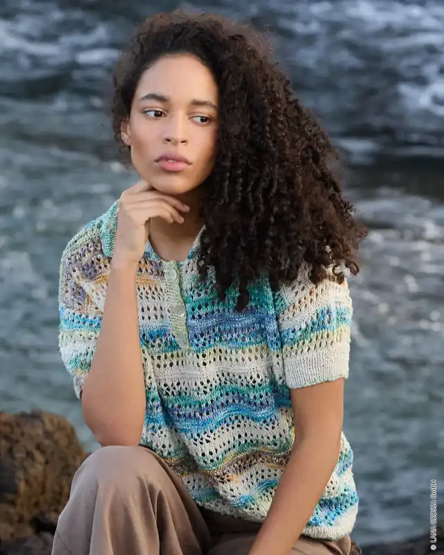 Poloshirt Mit Lochmuster aus Gomitolo Hippie Top-Angebot