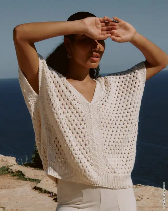 Nur Heute Top Im Lochmuster aus Organico (GOTS)