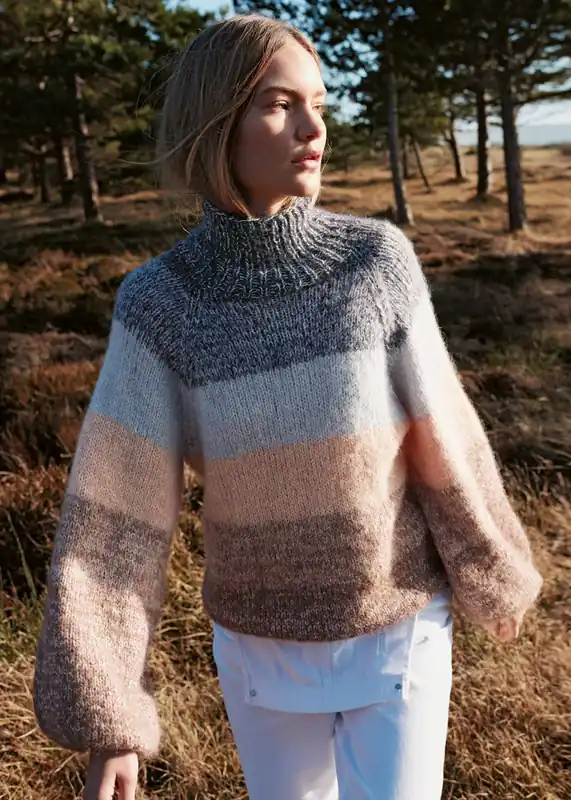 Raglanpullover in Blockstreifen aus Ecopuno/Setasuri Direktkauf