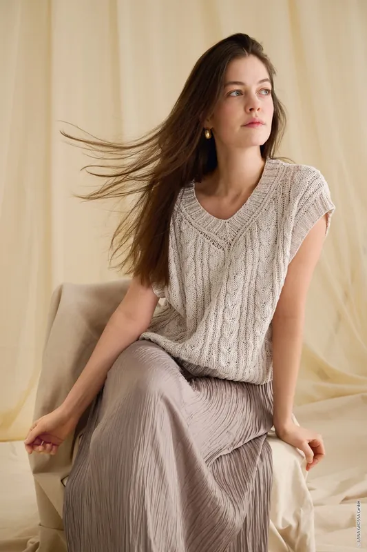 Top Mit Zöpfen aus Cotton Silk Weltweiter Versand