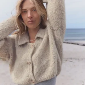 Sichere Zahlung Kurzer Cardigan Mit Breitem Kragen aus Natural Alpaca Lungo