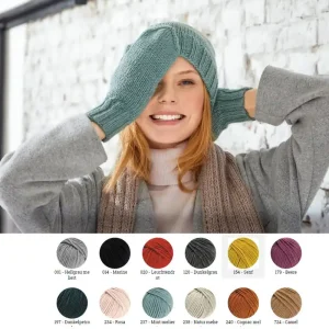 Hochwertig Mütze und Fäustlinge aus Bingo (Melange)