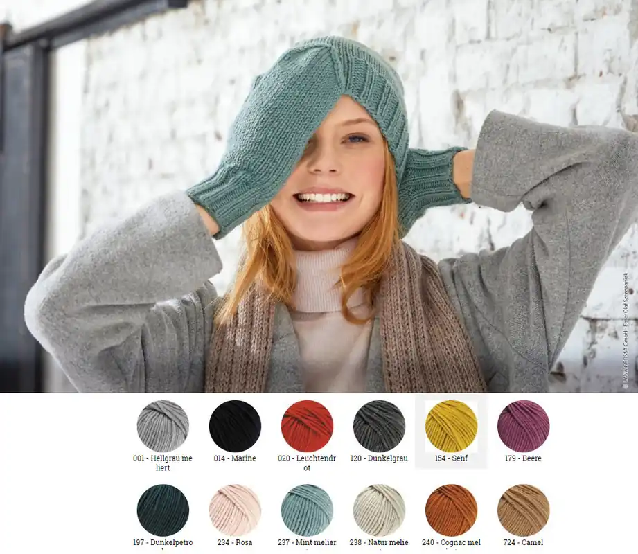 Hochwertig Mütze und Fäustlinge aus Bingo (Melange)