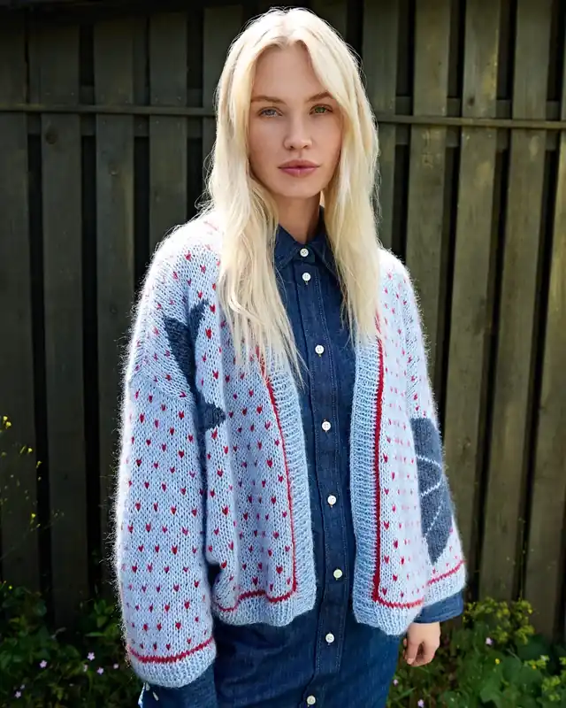 Versand Am Gleichen Tag Jacquard-Cardigan aus Ecopuno & Silkhair