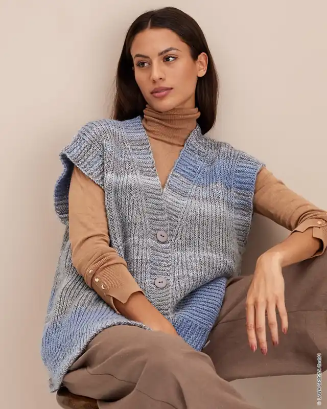 Weste Im Halbpatent aus Gomitolo Fusione Letzte Chance