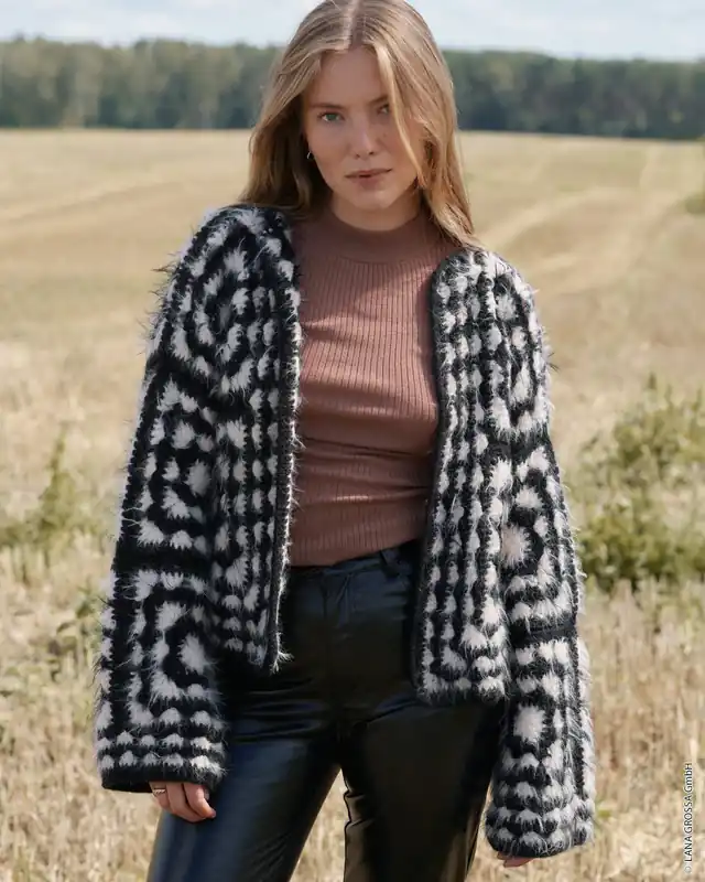 Granny Squares Jacke Mit Trompetenärmel aus Basta & Brigitte No. 2 Top-Qualität