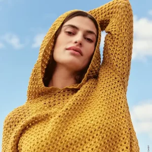 Solange Der Vorrat Reicht Hoodie Im Lochmuster aus Cotton Wool