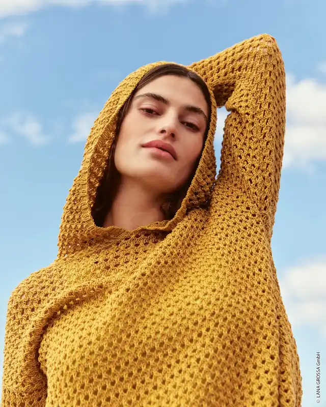 Solange Der Vorrat Reicht Hoodie Im Lochmuster aus Cotton Wool