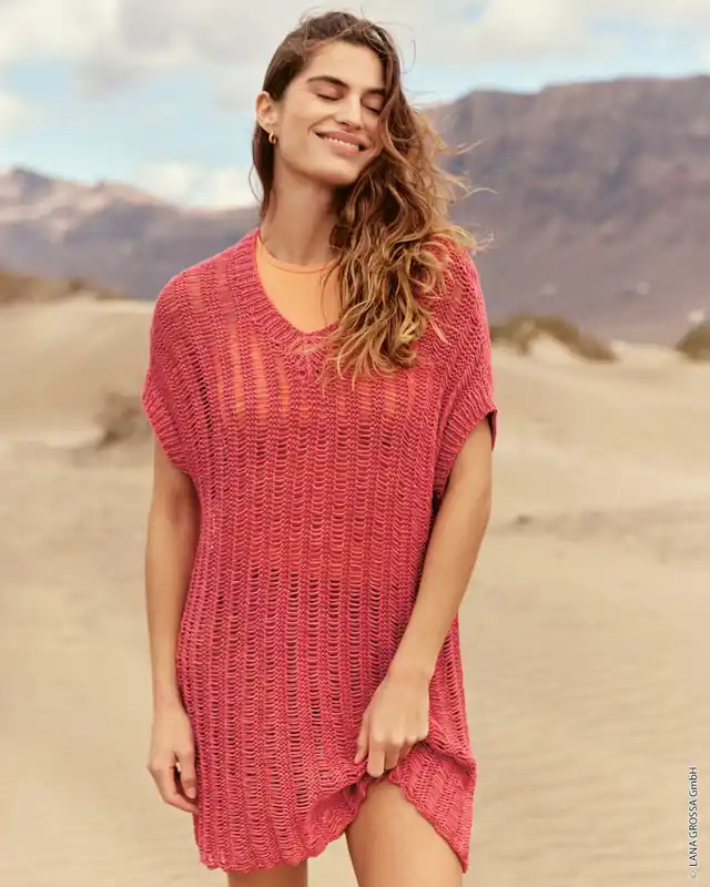 Schnäppchen Minikleid Im Fallmaschenmuster aus Linissimo & Solo Lino