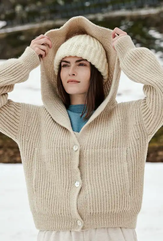 Kracherpreis Jacke mit Kapuze aus LandLust Alpaka Merino 100