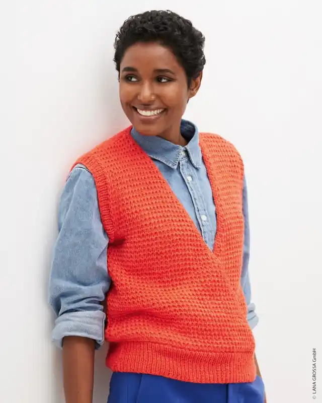 Heute Kaufen Pullunder In Wickeloptik Im Strukturmuster aus Setosa