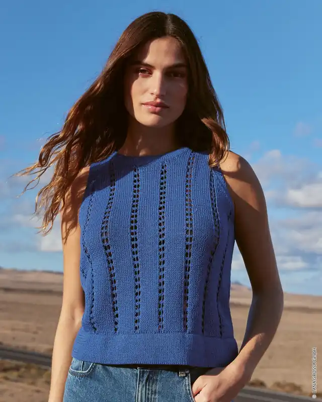 Heute Kaufen Top Mit Hohlsaumstreifen Aus Fallmaschen aus Cotton Wool