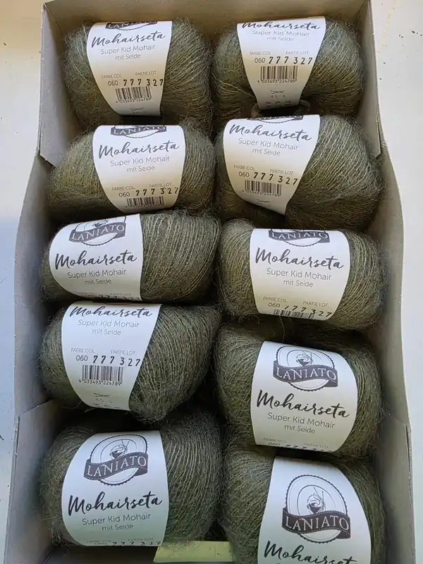 250g Laniato Mohairseta in Farbe 60 Oliv Neu Im Sortiment