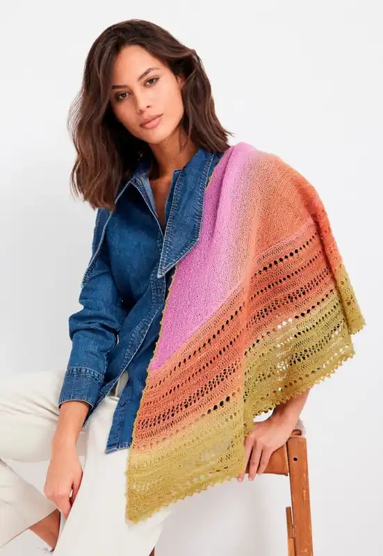 Schneller Versand Halbrundes Tuch aus Cool Wool Lace Hand-Dyed