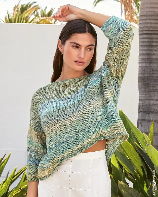 Solange Der Vorrat Reicht Pullover Glatt Rechts Mit Saumrundungen aus Mosaico (Linea Pura)