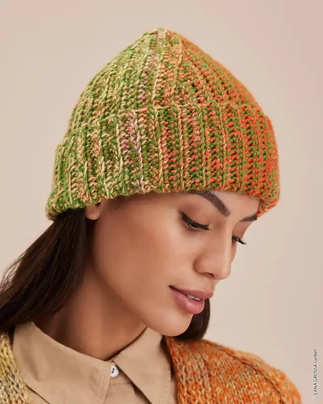 Häkelmütze Längere Form aus Gomitolo Fusione Geld-Zurück-Garantie