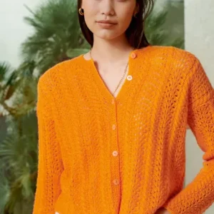 Hochwertig Cardigan im Ajourmuster aus Ecopuno