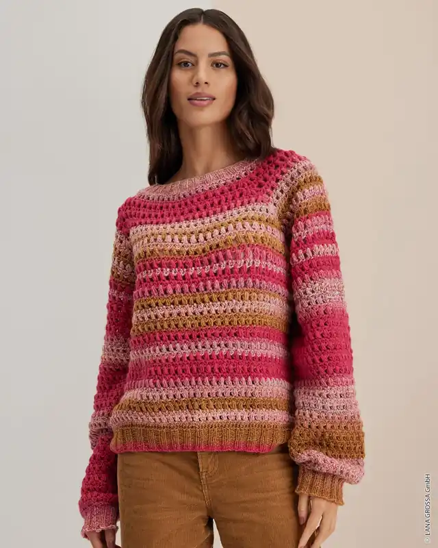 Häkelpullover Mit Noppenmuster aus Gomitolo Fusione Garantierte Lieferung