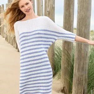 Ausverkauf Kleid Im Halbpatentmuster Mit Streifen aus Ecopuno