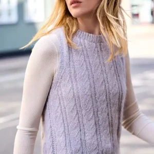 Exklusiv Pullunder Mit Zopfmuster aus Ecopuno & Silkhair