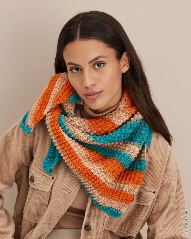 Heißes Angebot Dreieckstuch Gehäkelt aus Gomitolo Fusione