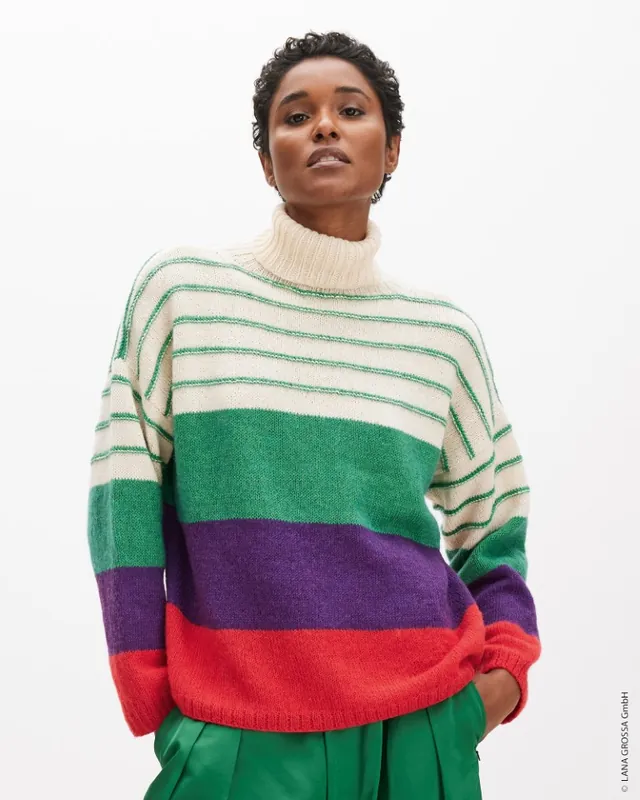 Streifenpullover Glatt Rechts Mit Glatt aus Links-Streifen – Ecopuno Neu