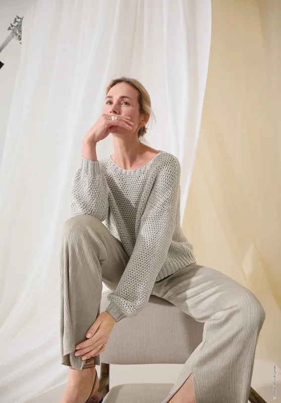 Pullover Im Strukturmuster aus Cotton Silk Zertifiziert