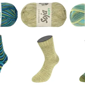 MEILENWEIT 100g Soja Sky/Soft/Mini Stripes Handgefertigt