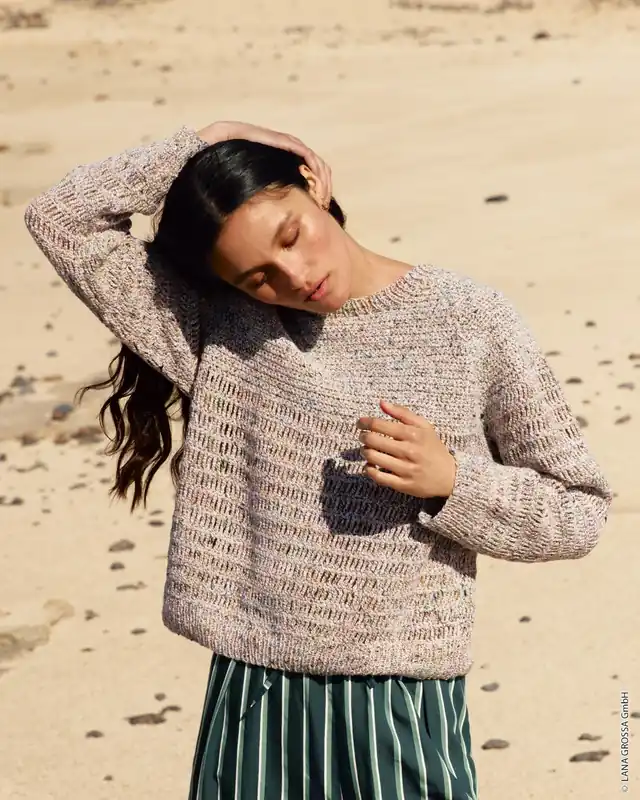 Sichere Zahlung Raglanpullover In Gittermuster Und Festen Maschen aus Maglia