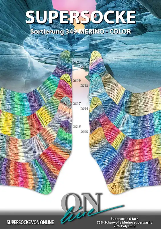 ONline Supersocke 6-fach 150g Sort. 349 Merino Color Versand Am Gleichen Tag