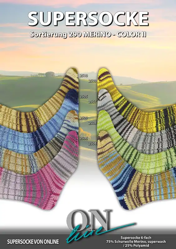 Sonderaktion ONline Supersocke 6-fach 150g Sort. 290 Merino Color