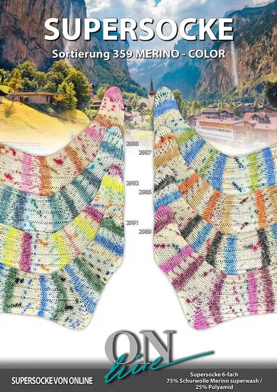 Garantierte Lieferung ONline Supersocke 6-fach Sort. 359 Merino-Color 150g