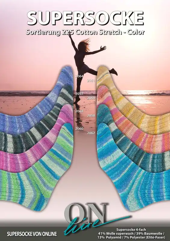 Direkt Vom Hersteller ONline Supersocke Sort. 225 Cotton Stretch-Color 100g