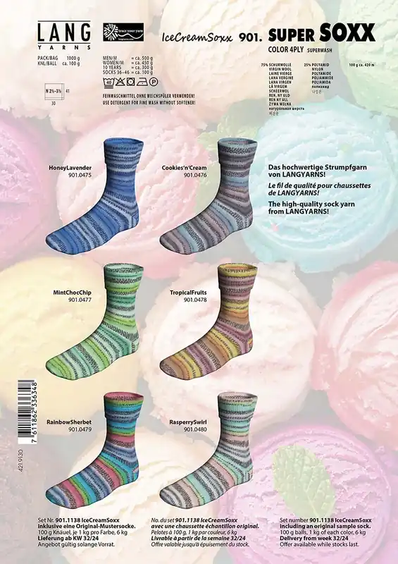 Schneller Versand Super Soxx 100g 4-fädig IceCreamSoxx