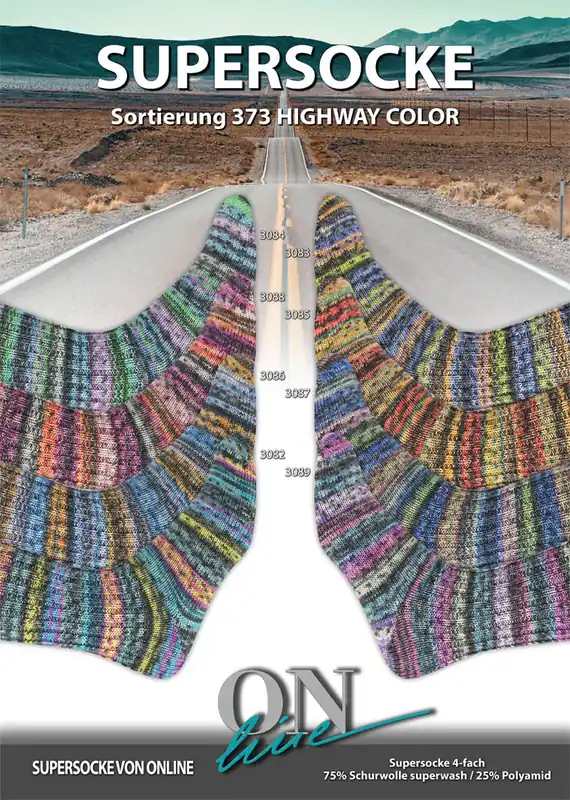 Fertigsocken aus ONline Supersocke Sort. 373 Highway Neue Ware