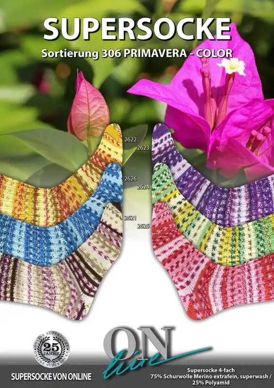 ONline Supersocke Sort. 306 Primavera-Color 100g Exklusiv
