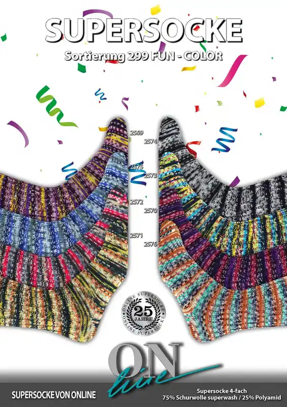 Jetzt Kaufen ONline Supersocke Sort. 299 Fun-Color 100g