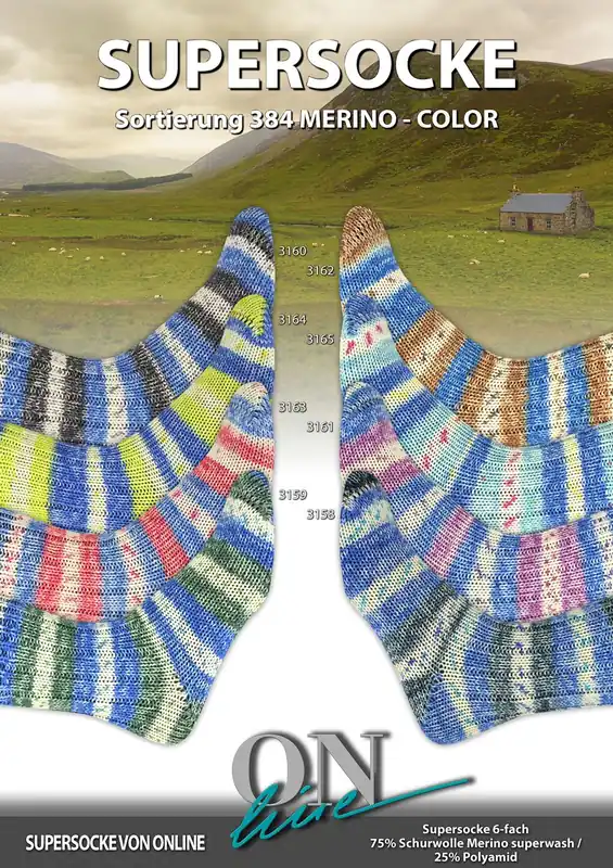 Echt ONline Supersocke 6-fach Sort. 384 Merino-Color 150g