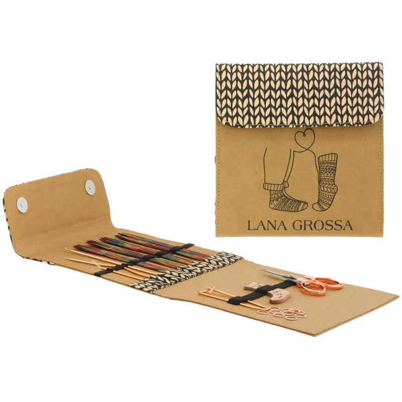 Echt Sockennadel-Set DELUXE Design-Holz Multicolor by Tanja Steinbach