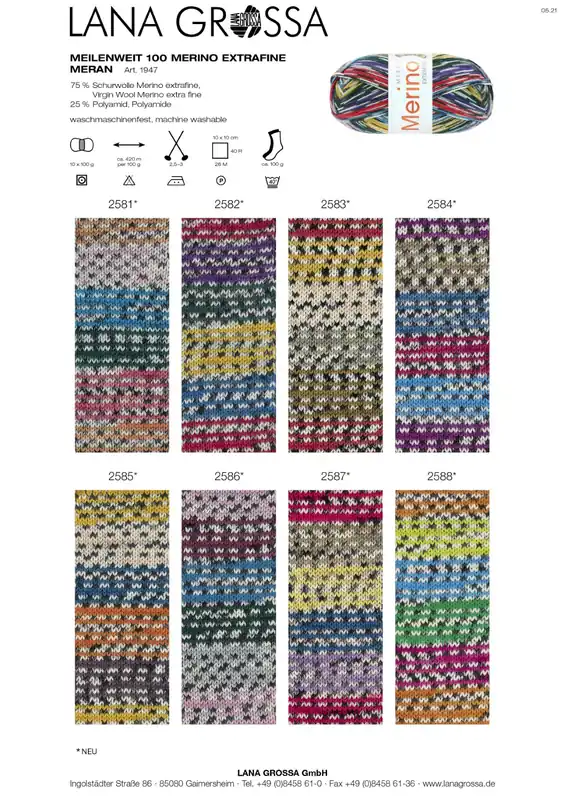 Bestseller MEILENWEIT 100g Merino Extrafine Meran