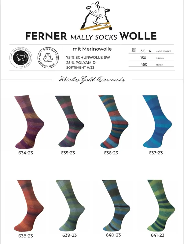 Ferner Wolle Mally Socks 6-fach Merino 2023 Versand Am Gleichen Tag