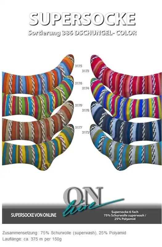 Kostenloser Rückversand ONline Supersocke 6-fach 150g Sort. 386 Dschungel Color