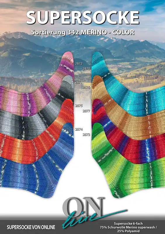 ONline Supersocke 6-fach 150g Sort. 342 Merino Ausverkauf
